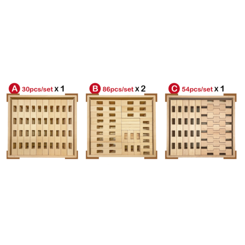 Beechwood Multi-Hole Connecting Blocks