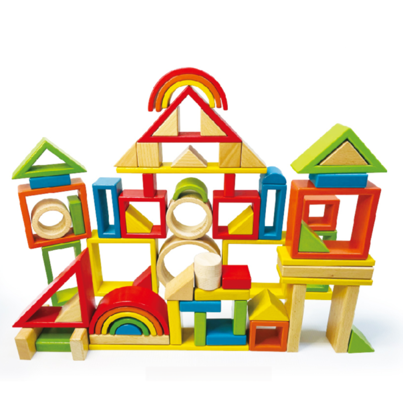 Rainbow Nesting Shape Block Set (33 pcs + 1 Beech Wood Box)