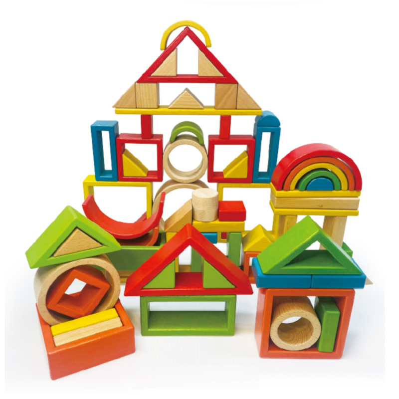 Rainbow Nesting Shape Block Set (33 pcs + 1 Beech Wood Box)