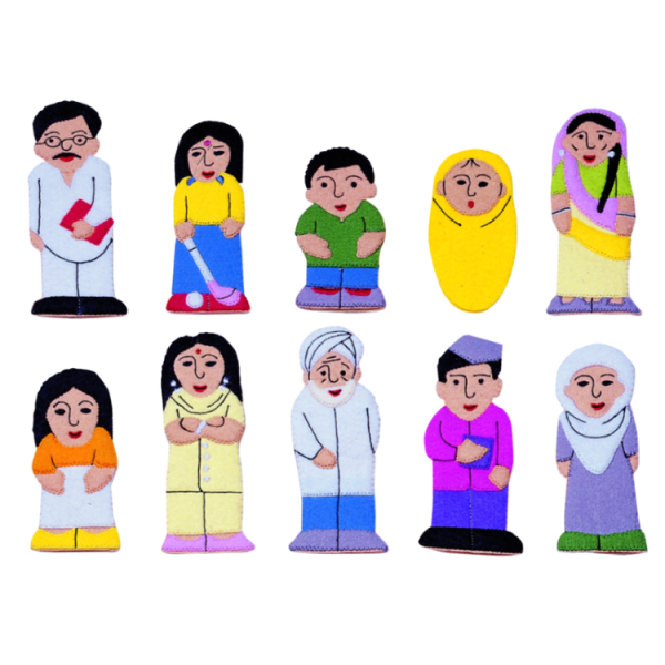 #12437 Asian Family & Friends Finger Puppets