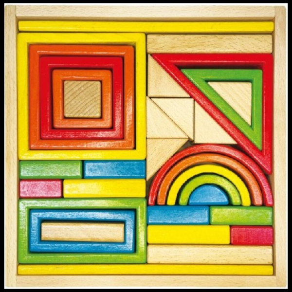 Rainbow Nesting Shape Block Set (33 pcs + 1 Beech Wood Box)