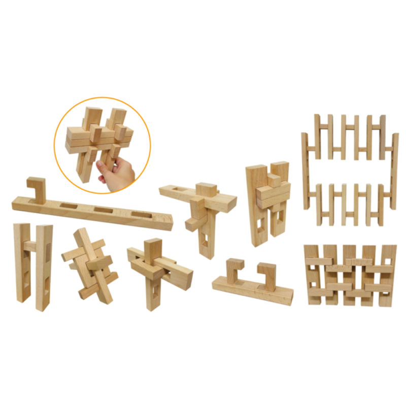 Beechwood Multi-Hole Connecting Blocks